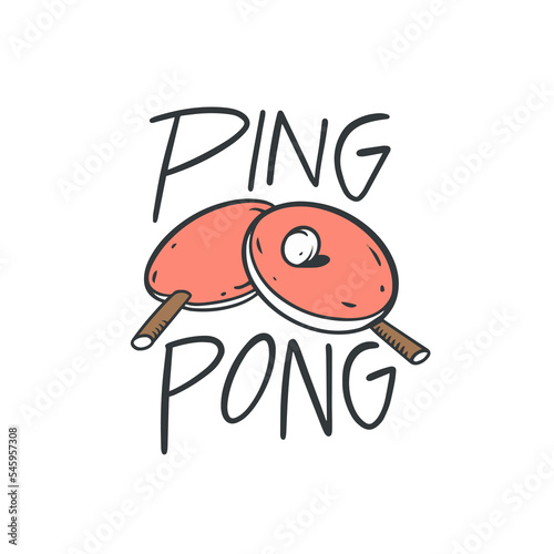 Ping Pong sport game hand drawn colorful lettering phrase vector art.