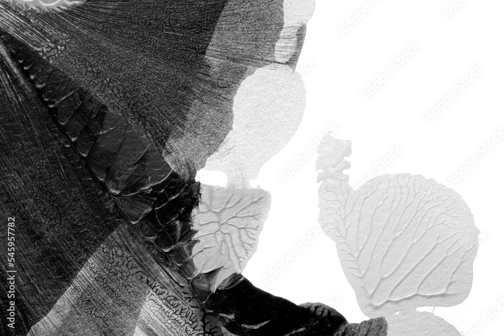 black white abstract acrylic painting color texture on white paper