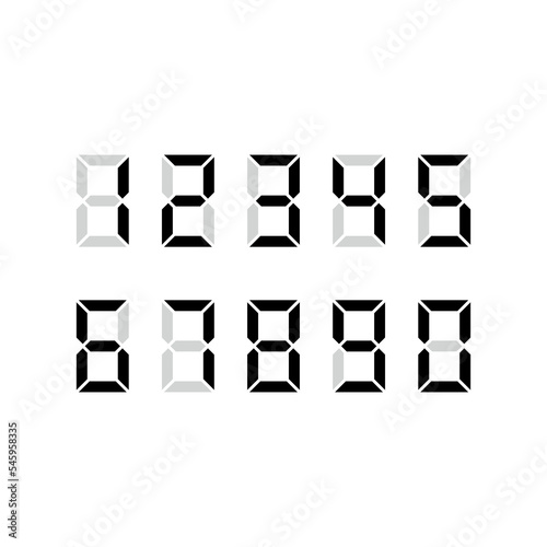 Digital clock number icon set