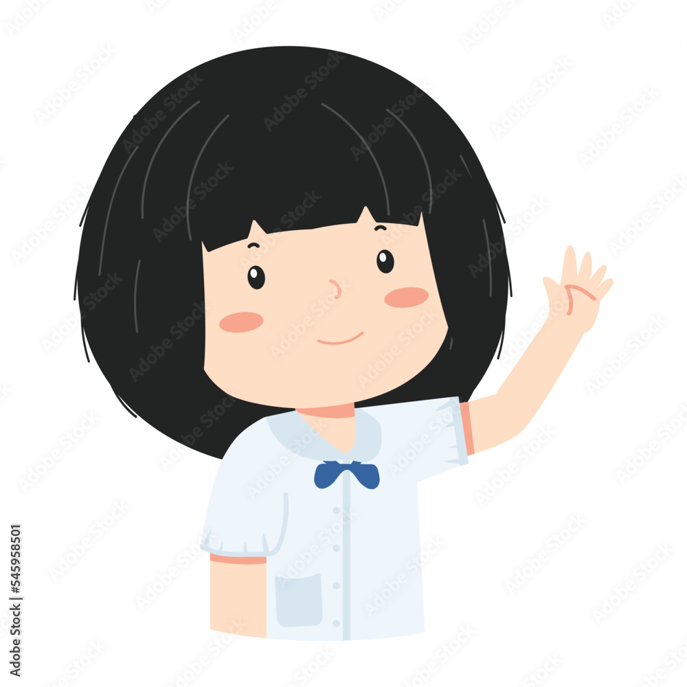 Cute student the girl Raising Hand cartoon Cute student the girl Raising Hand cartoon
