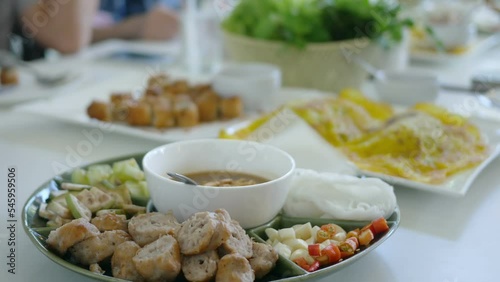 close up Vietnamese food called 