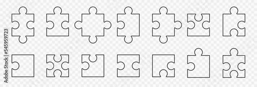 Various sizes puzzle set. Puzzle pieces vector set. Separate the ability to change