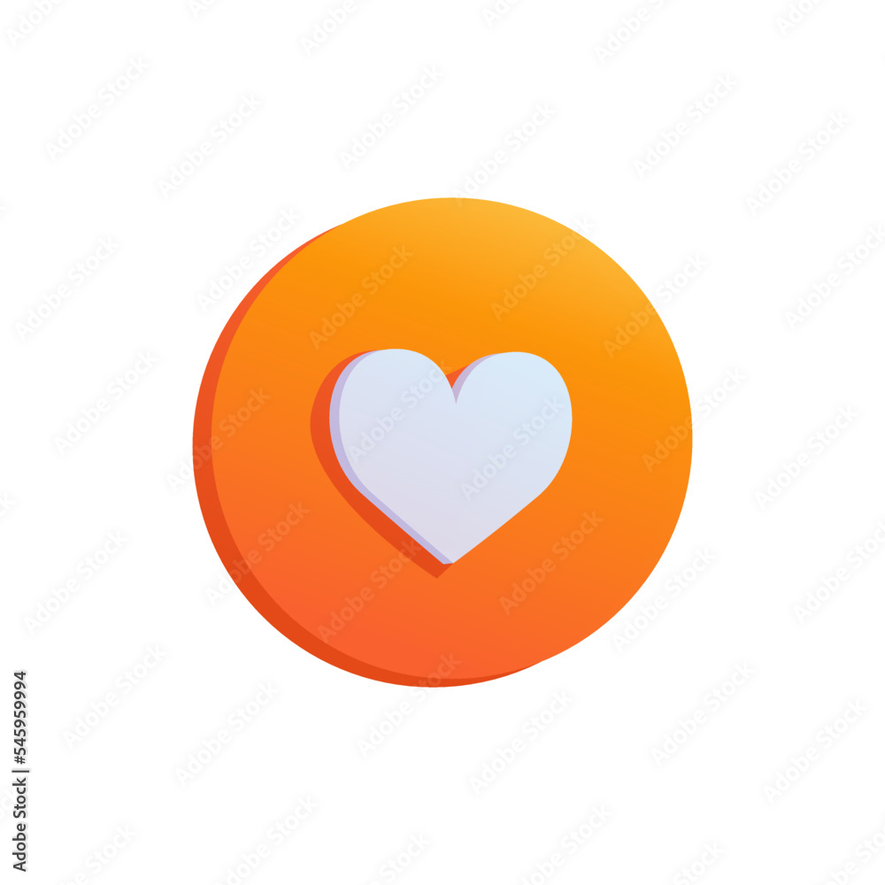 3d social media notification love like heart icon pin isolated on white background with shadow. Vector illustration. 3d social media notification love like heart icon pin isolated on white background with shadow. Vector illustration.