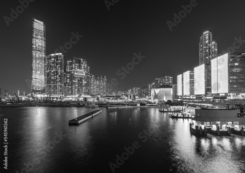 Night scenery of skyline of downtown district of Hong Kong city © leeyiutung