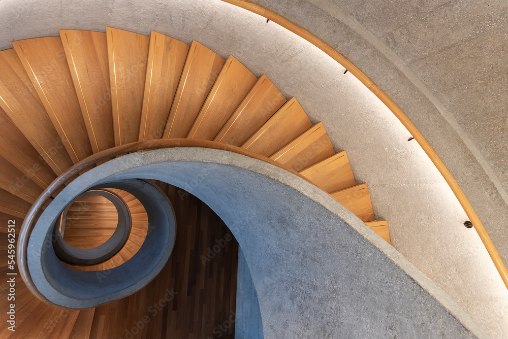 Modern spiral staircase. Contemporary architecture abstract background