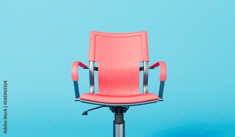 Fototapeta premium Office chair against a blue background. Business concept. 3D Rendering