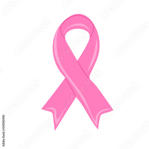 Hand drawn pink ribbon cross. Breast cancer day sign in women. Cancer fighting ideas.Vector Illustration