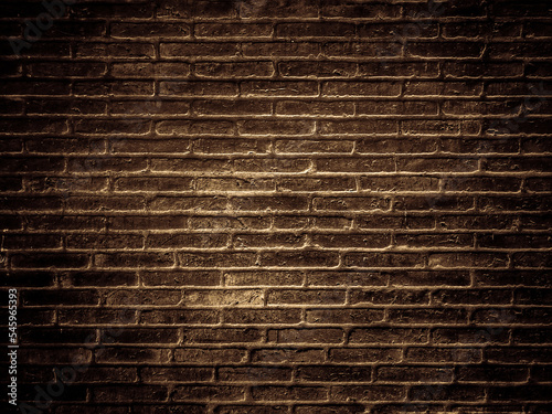 Leinwand Poster Old vintage retro style dark brown bricks wall for abstract brick background and texture
