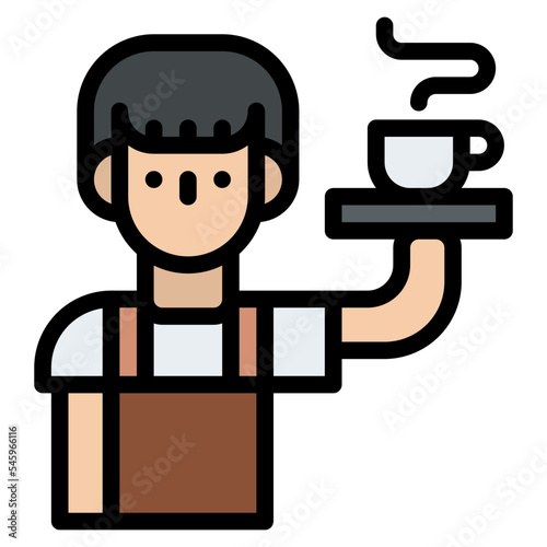 waiter man coffee serving icon