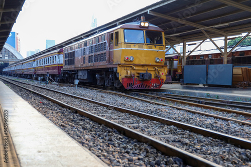 Thailand vintage train stop in trainstation