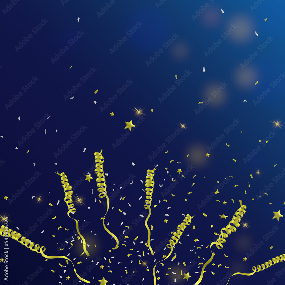 CELEBRATE Happy anniversary on Golden 3D blue background