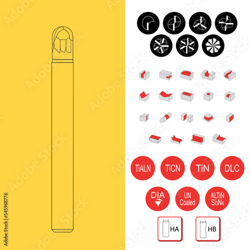 Drawing of solid carbide end mill for cnc machine photo