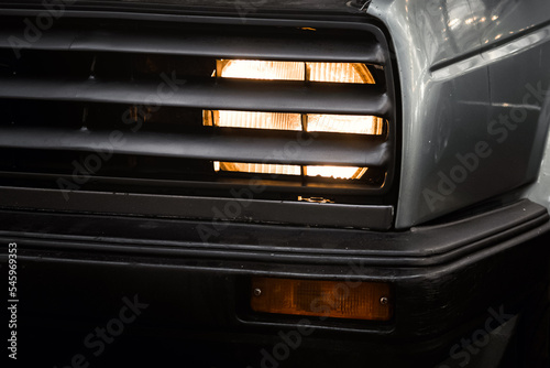 Photography of a car headlight. Transport