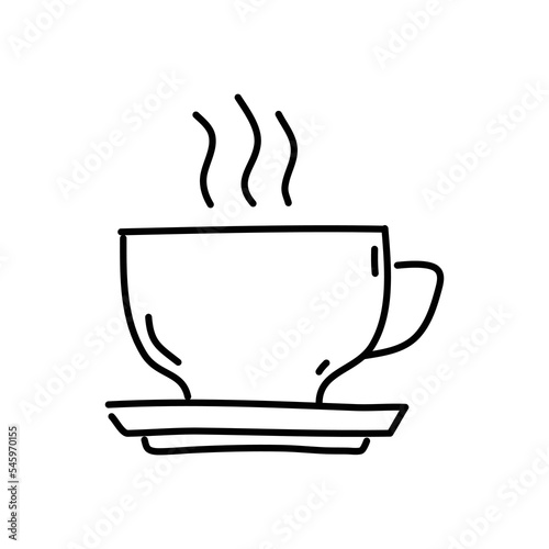 Coffee cup doodle icon. Hand drawn black sketch. Vector Illustration.