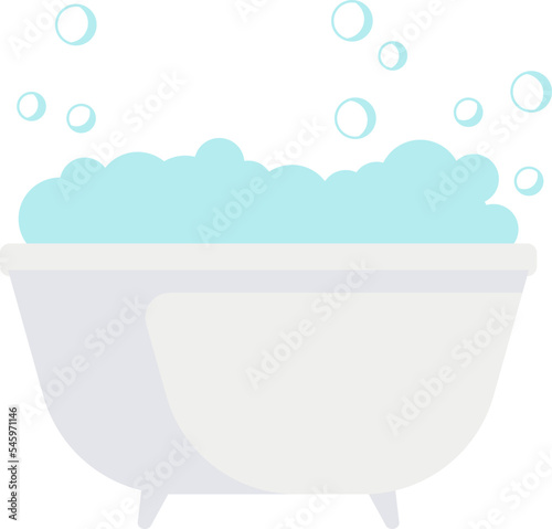 Foam and bubbles flat icon Bathtube on bathroom