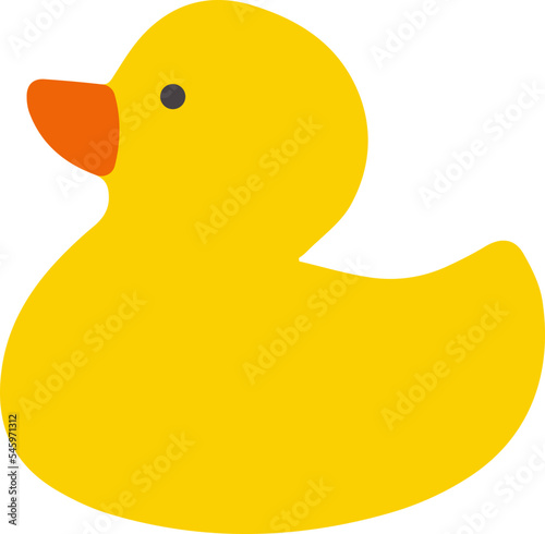 Yellow duck bath toy flat icon