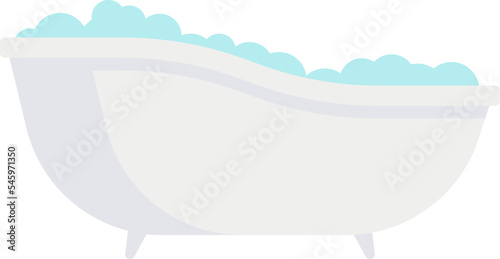 Foam and bubbles flat icon Bathtube on bathroom
