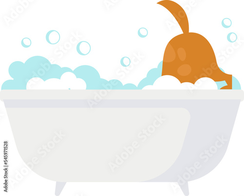 Dog bathe flat icon Washing fur Care and love