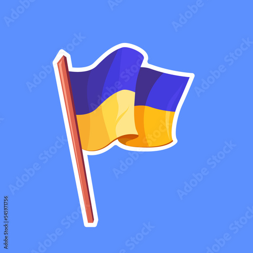 Ukrainian flag, cartoon style sticker