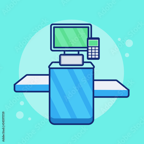 Self-service checkout, cartoon icon