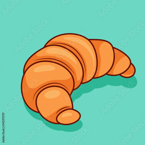 Croissant bread cartoon illustration food object icon