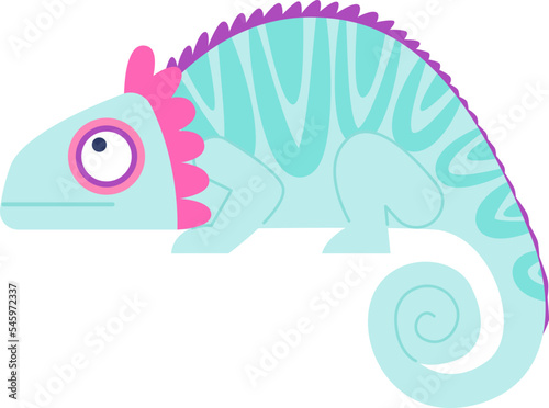 Blue exotic chameleon flat icon Madagascar wild animal