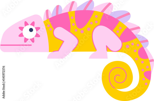 Colorful chameleon flat icon Wild life