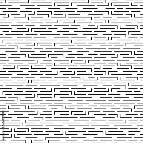 Simple vector seamless monochrome pattern of lines and angles in linear style. Vector seamless black and white pattern of thin horizontal lines and corners with rounded edges.