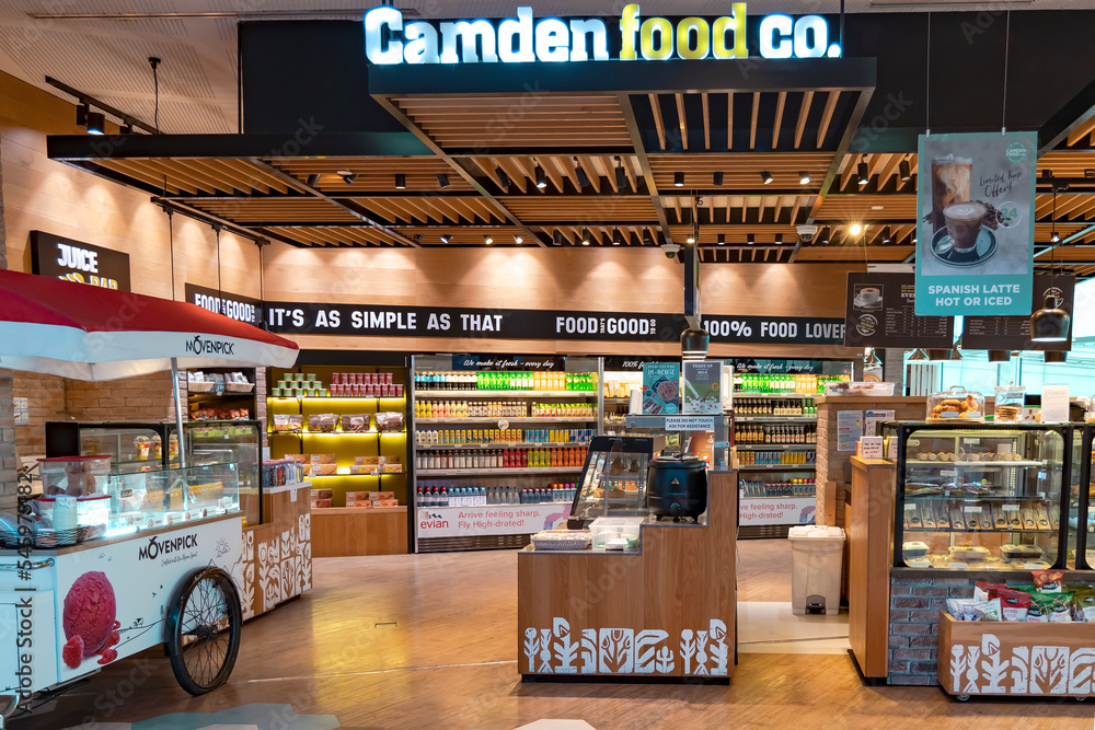 UAE, DUBAI, NOVEMBER, 2022 Camden food cafe interior in Duty Free zone