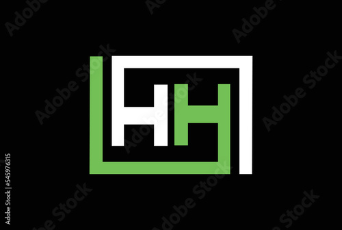 HH initial letters looping linked square or box monogram logo