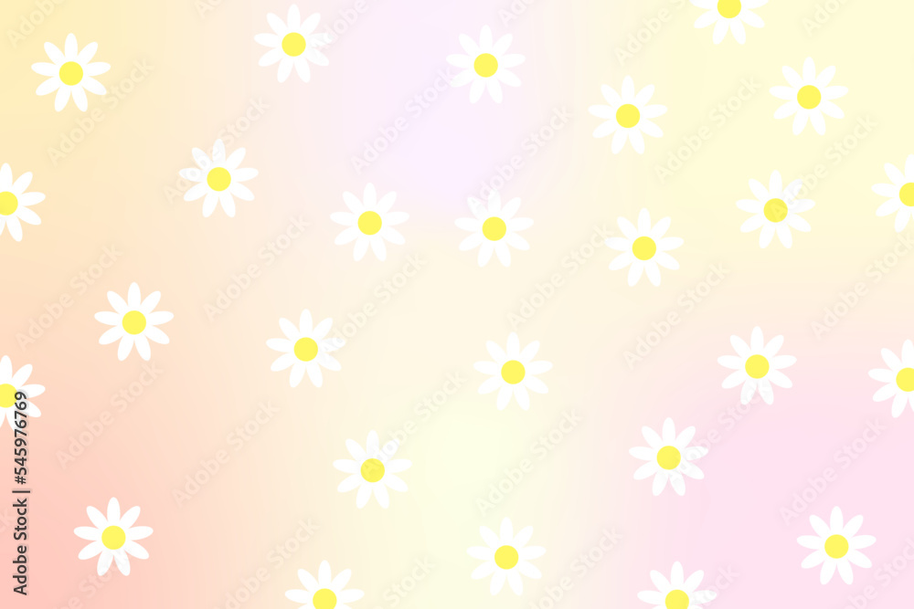 Daisy flower seamless on pink background illustration. Pretty floral pattern for print. Flat design vector. Cute summer wallpaper.