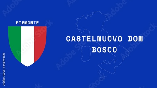 Castelnuovo Don Bosco: Illustration mit dem Ortsnamen der italienischen Stadt Castelnuovo Don Bosco in der Region Piemonte