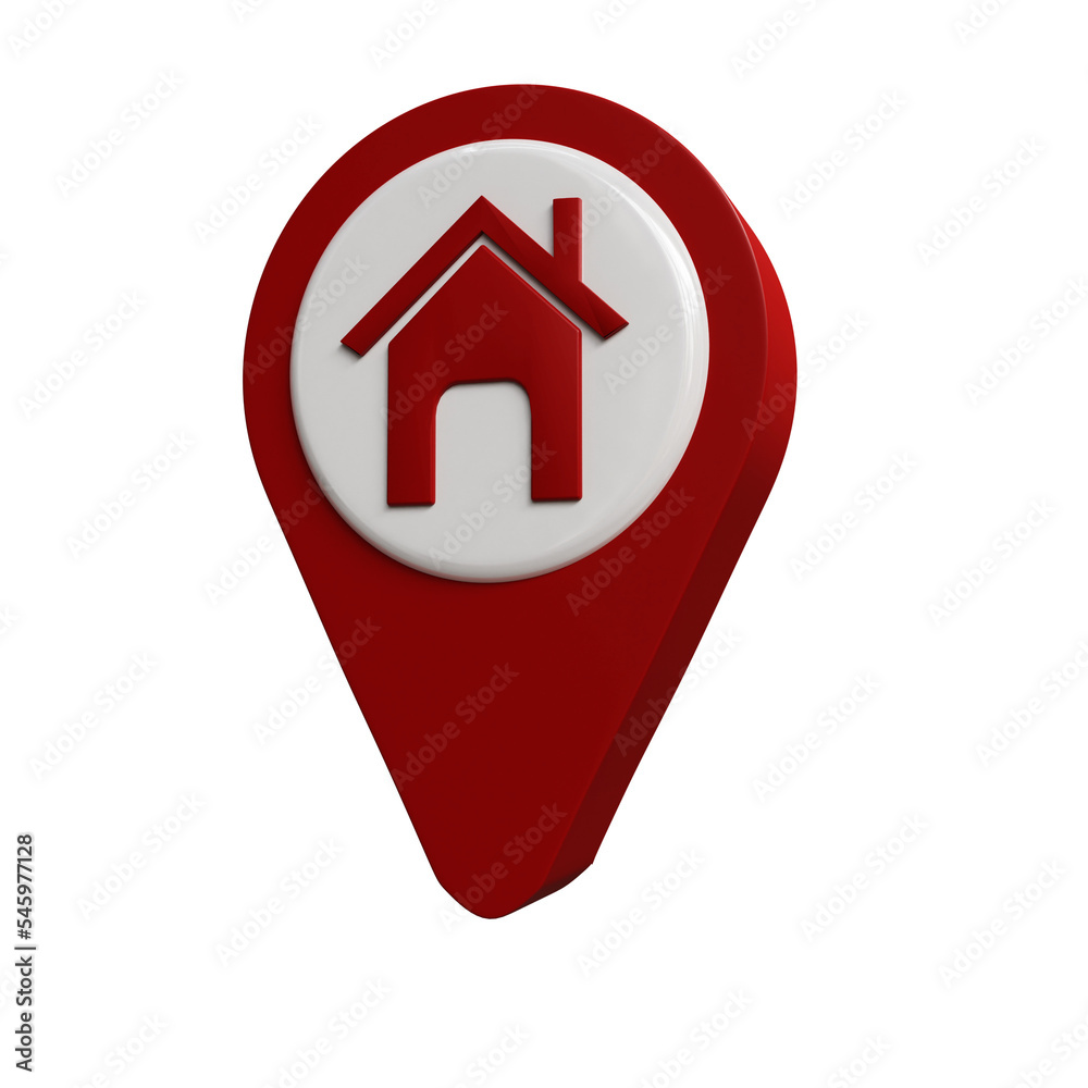 red home location pin icon 3d render design red home location pin icon 3d render design