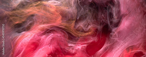 Contrasting multicolored ink abstract background. Acrylic paint backdrop for perfume, hookah, cosmetics. Mysterious smoke clouds, colorful fog