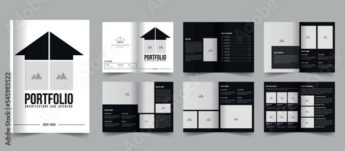 Architecture and interior portfolio template, minimal magazine layout