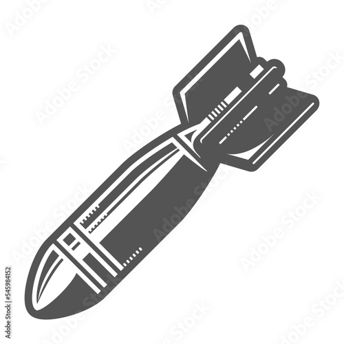 Tableau sur toile Air nuclear bomb, atomic rocket plane, bombshell in flight, vector