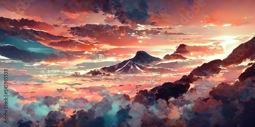 Sky sunset Landscape wallpaper illustration art
