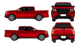red pickup truck with white background illustration vector
