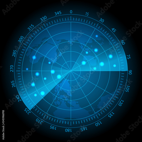 Abstract realistic radar screen background.Radar screen