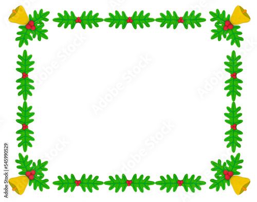 Fototapeta Naklejka Na Ścianę i Meble -  colorful border christmas holly leaf  made from plasticine on white background