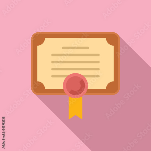 Diploma review icon flat vector. Star rate. User support