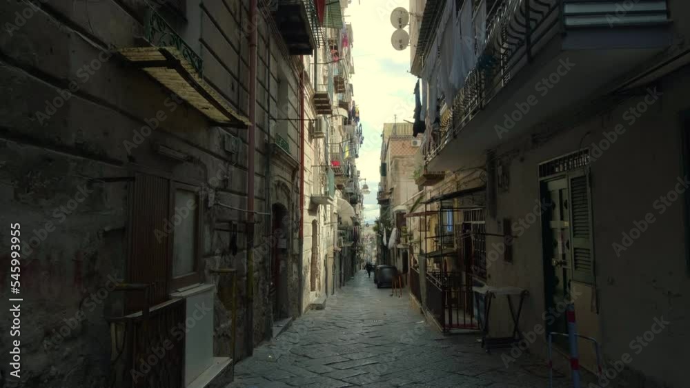 Typical old streets of the ancient city of Naples in Italy. Historic center of Naples Typical old streets of the ancient city of Naples in Italy. Historic center of Naples