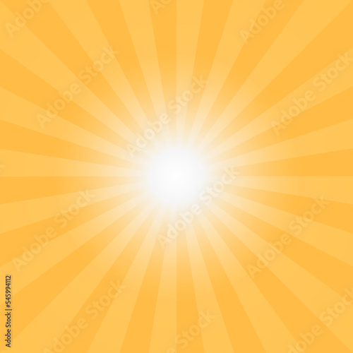 Sunbeams shining vector background square composition in yellow color