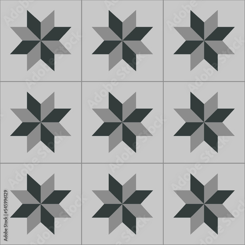 Ceramic Tiles. Hydraulic Portuguese ceramic design. Floral decorative ornament.