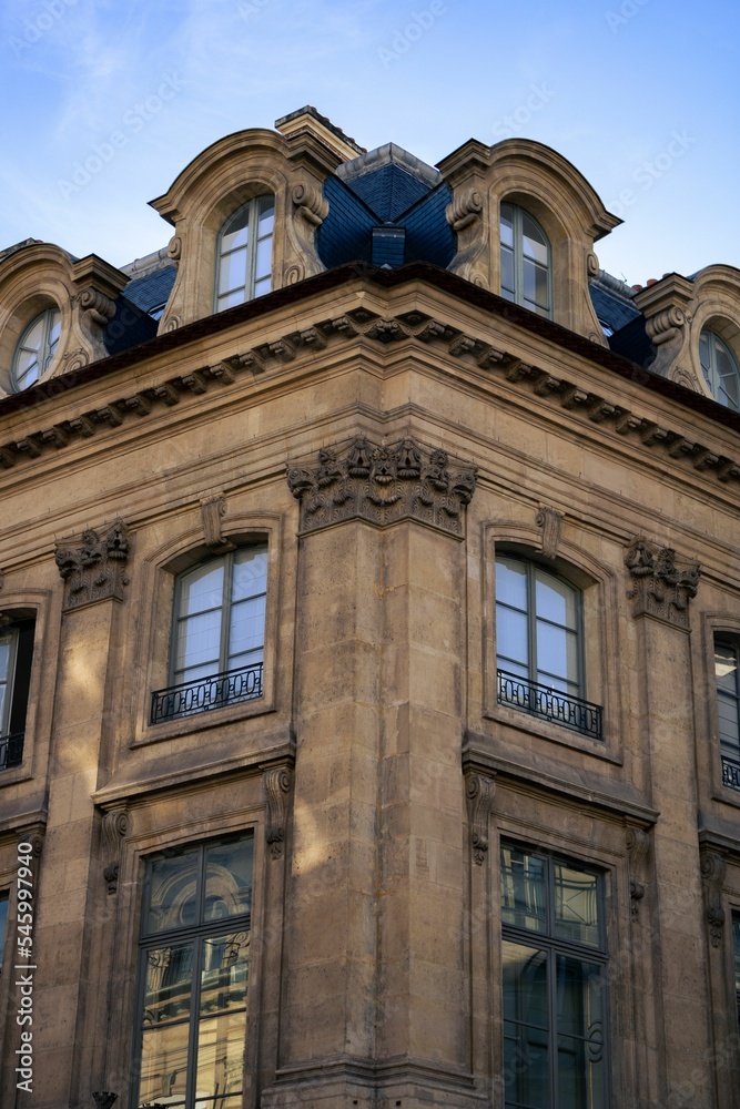 Vertical shot of the Place Vendome, Paris, France