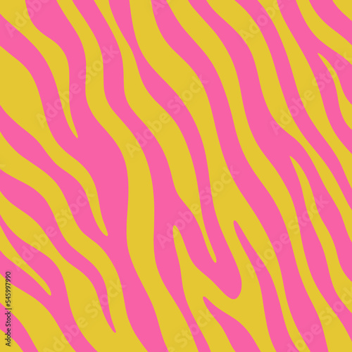 Groovy abstract zebra pink stripes 1960s vector illustration liquid lines. Cool trippy lucidity style vintage retro bright color background wallpaper.