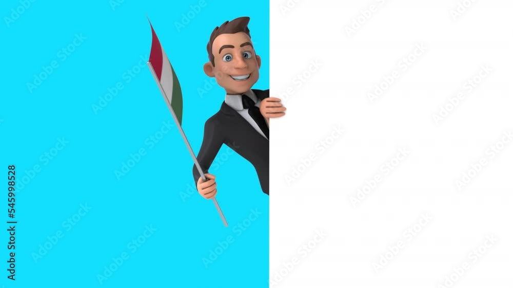Fun 3D cartoon business man with the flag from Hungary, alpha channel included Fun 3D cartoon business man with the flag from Hungary, alpha channel included