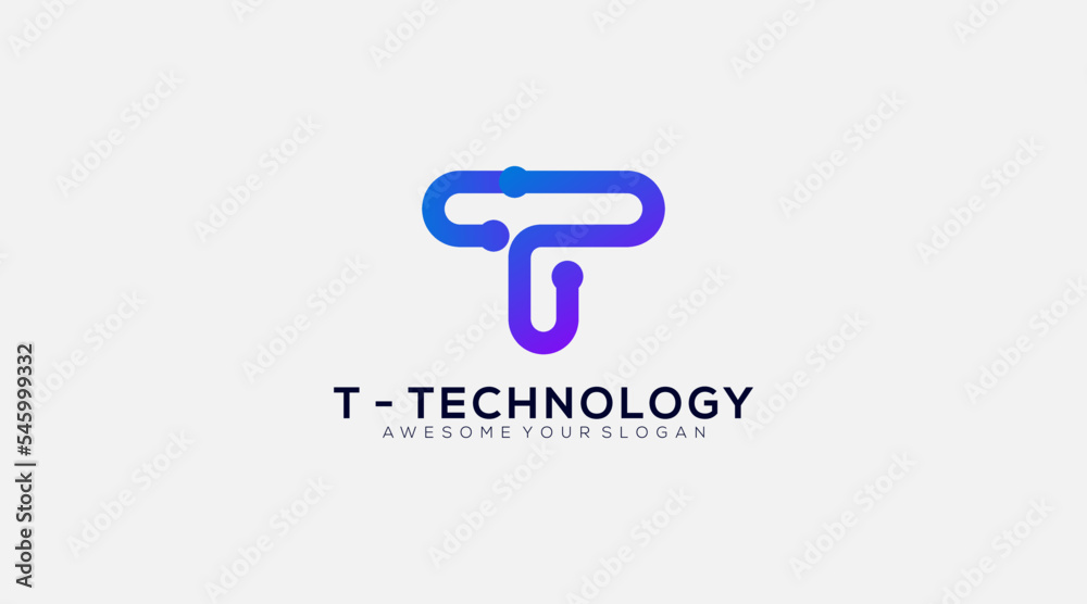 Circuit Digital Technology Letter T Icon Logo Design Element 