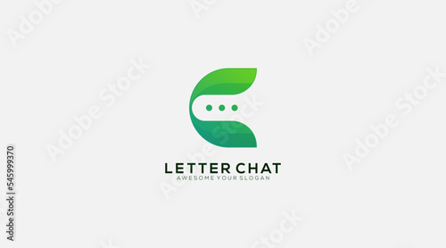 Letter c chat logo design vector illustration