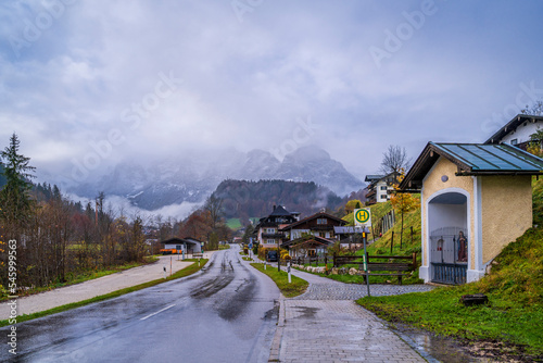 Ramsau Village view at rainy day in Germany